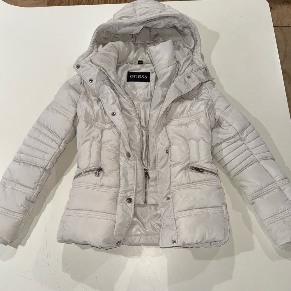 Guess Ivory Quilted Jacket